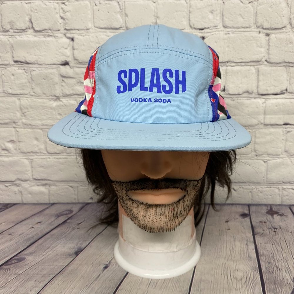 Splash Vodka Soda Hat Cap 5-Panel Women Strap Blue Nylon Running Active Wear